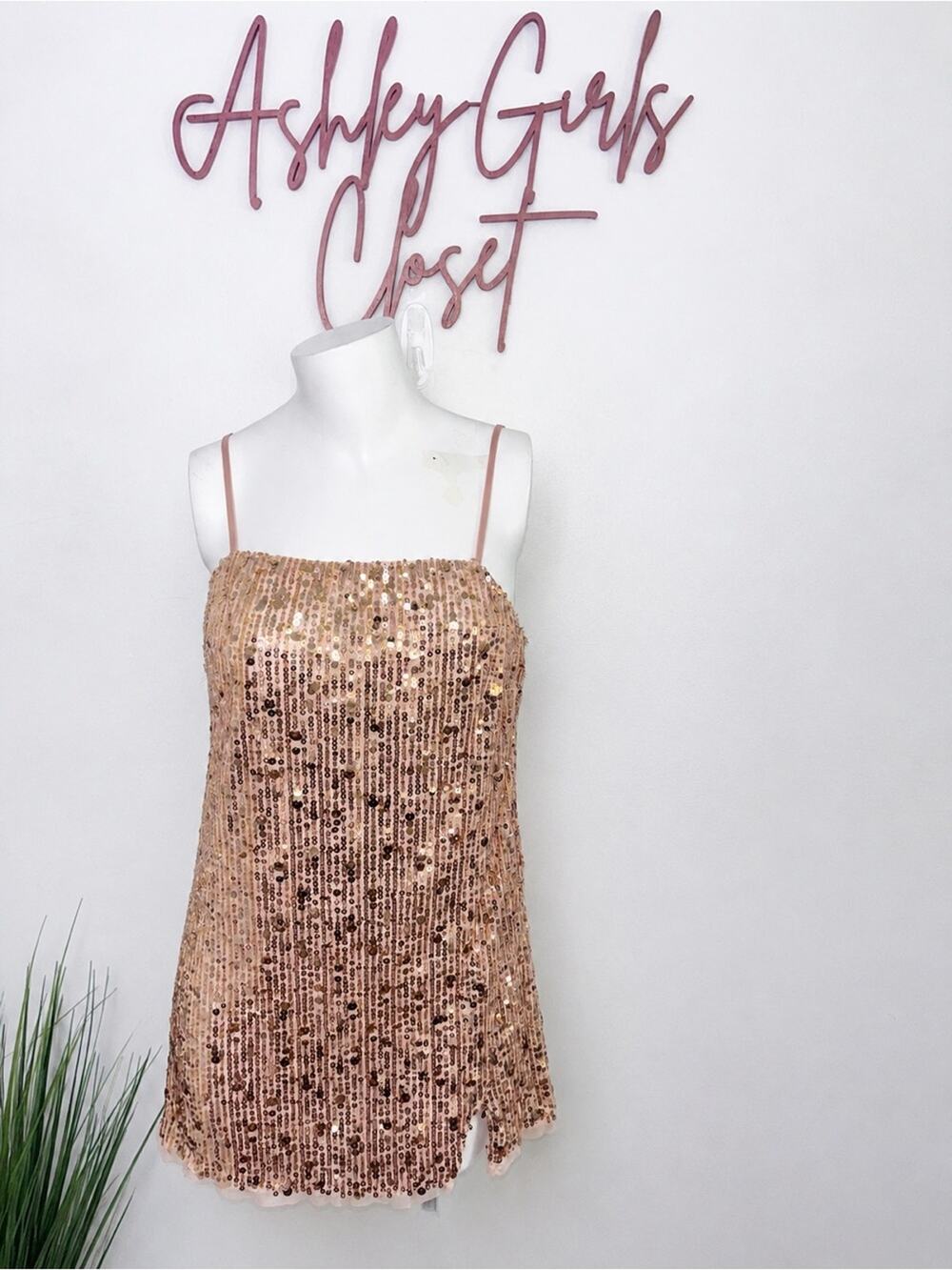 Free People Intimately FP Gold Sequin Mini Dress NWT Size S